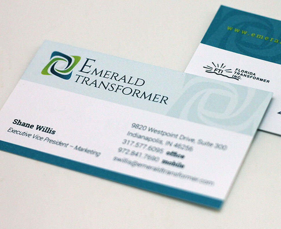 Emerald Transformer business card